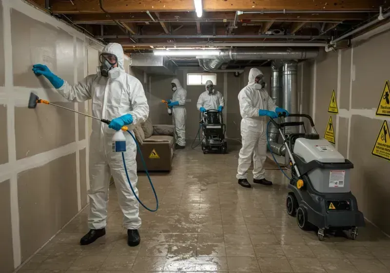 Basement Moisture Removal and Structural Drying process in Oyster Bay Cove, NY